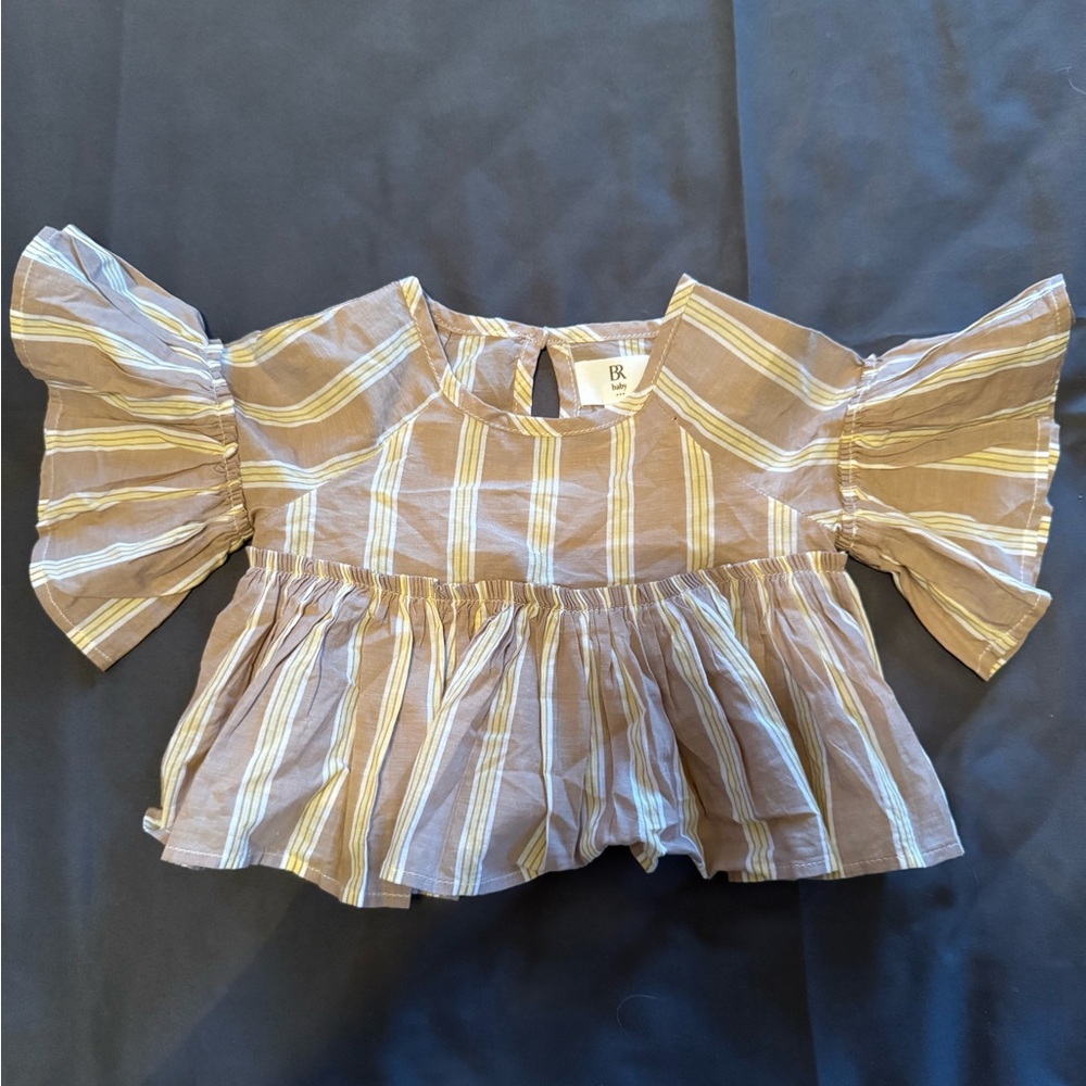 Banana Republic Kids Ruffled Brown Striped Blouse